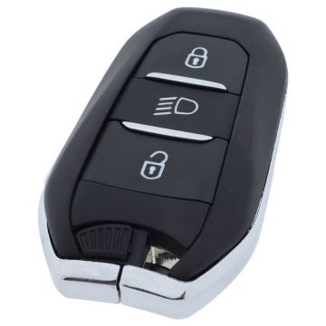 Peugeot 3-button Smart Key Housing - tryckknappsbelysning - nyckelblad rakt