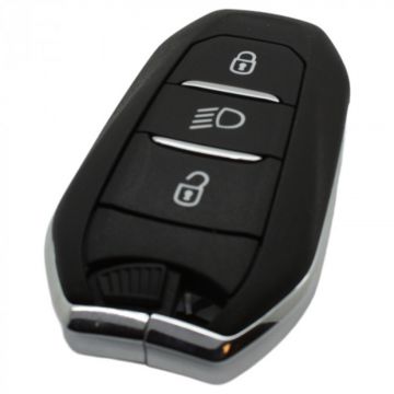 Peugeot 3-button Smart Key Housing - tryckknappsbelysning - nyckelblad rakt med skåra